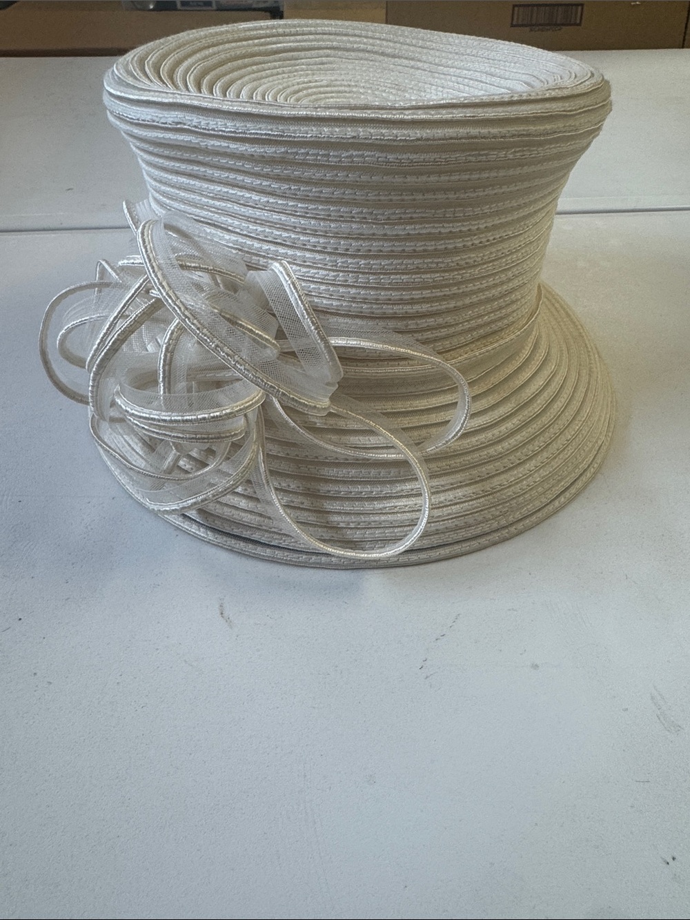 Elegant Women’s Ivory Dress Hat with Decorative Bow